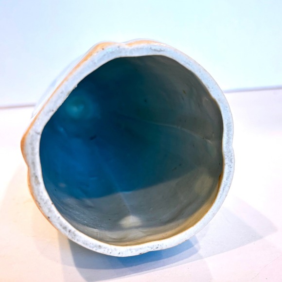 Vintage Japanese Ceramic Wall Pocket Vase Celeon Green 8" Asian - Picture 3 of 5